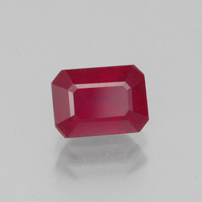 Rubí rojo natural de 1,56 ct, corte esmeralda, VS-SI