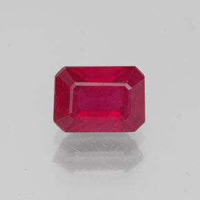 Rubí rojo natural de 1,52 ct, corte esmeralda, VS-SI