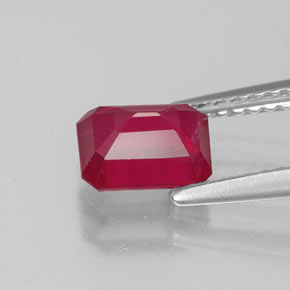 Rubí rojo natural de 1,52 ct, corte esmeralda, VS-SI
