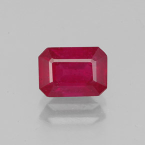 Rubí rojo natural de 1,46 ct, corte esmeralda, SI