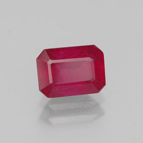 Rubí rojo natural de 1,46 ct, corte esmeralda, SI