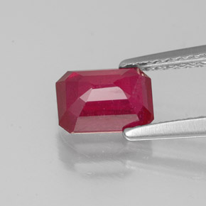 Rubí rojo natural de 1,46 ct, corte esmeralda, SI