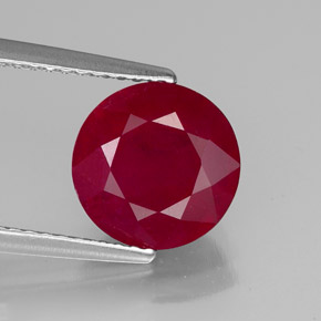 Rubí rojo natural de 3,37 ct, corte redondo, VS-SI