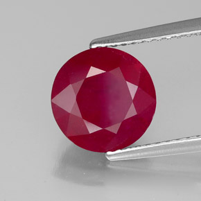 Rubí rojo natural de 3,37 ct, corte redondo, VS-SI
