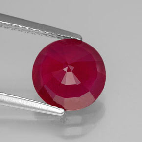 Rubí rojo natural de 3,37 ct, corte redondo, VS-SI