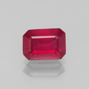 Rubí rojo natural de 1,27 ct, corte esmeralda, VS-SI