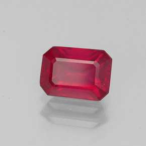 Rubí rojo natural de 1,27 ct, corte esmeralda, VS-SI