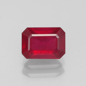 Rubí rojo natural de 1,63 ct, corte esmeralda, VS-SI