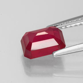 Rubí rojo natural de 1,63 ct, corte esmeralda, VS-SI
