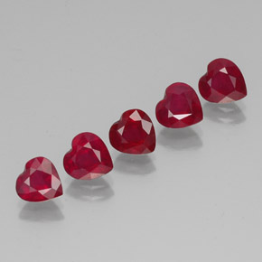 Gemas de rubí rojo natural de  ct, forma de corazón, VS-SI