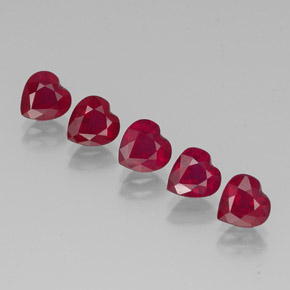 Gemas de rubí rojo natural de  ct, forma de corazón, VS-SI