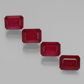 Gemas de rubí rojo natural de  ct, corte esmeralda, VS-SI