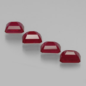 Gemas de rubí rojo natural de  ct, corte esmeralda, VS-SI