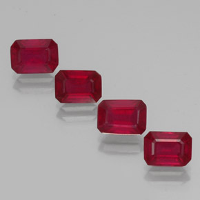 Gemas de rubí rojo natural de  ct, corte esmeralda, VS-SI