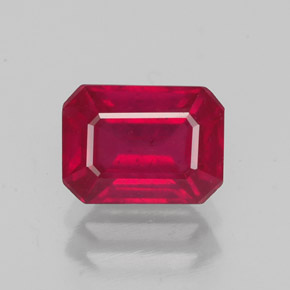 Rubí rojo natural de 2,04 ct, corte esmeralda, VS-SI