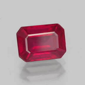 Rubí rojo natural de 2,04 ct, corte esmeralda, VS-SI
