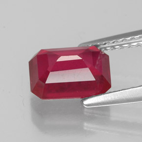 Rubí rojo natural de 2,04 ct, corte esmeralda, VS-SI