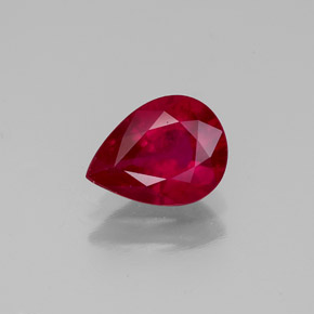 Rubí rojo natural de 1,31 ct, en forma de pera, VS-SI