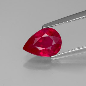 Rubí rojo natural de 1,30 ct, en forma de pera, VS-SI