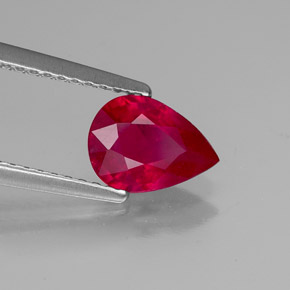 Rubí rojo natural de 1,30 ct, en forma de pera, VS-SI