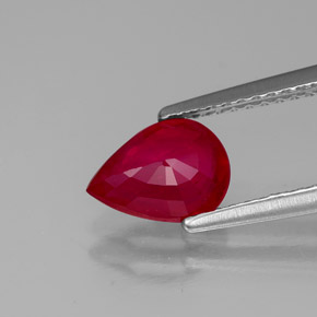 Rubí rojo natural de 1,30 ct, en forma de pera, VS-SI
