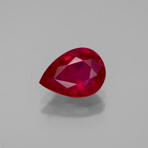 Rubí rojo natural de 1,37 ct, en forma de pera, VS-SI