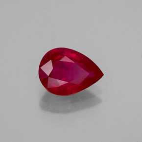 Rubí rojo natural de 1,37 ct, en forma de pera, VS-SI