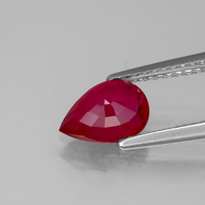 Rubí rojo natural de 1,37 ct, en forma de pera, VS-SI