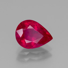 Rubí rojo natural de 1,96 ct, en forma de pera, VS-SI