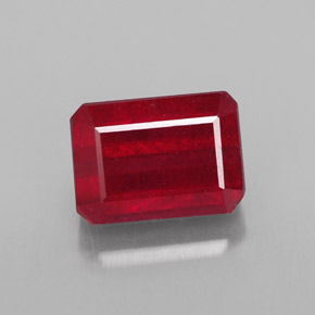 Rubí rojo natural de 1,87 ct, corte esmeralda, SI
