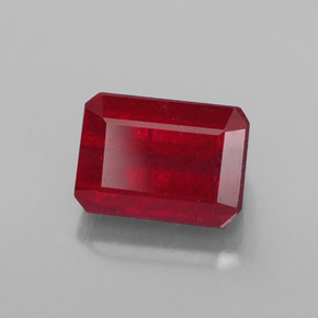 Rubí rojo natural de 1,87 ct, corte esmeralda, SI