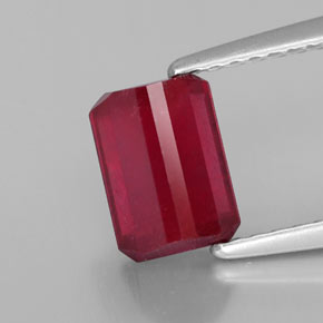 Rubí rojo natural de 1,87 ct, corte esmeralda, SI