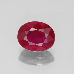 Rubí rojo natural de 1,53 ct, corte óvalo, VS-SI