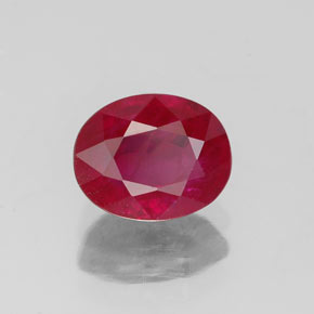 Rubí rojo natural de 1,53 ct, corte óvalo, VS-SI