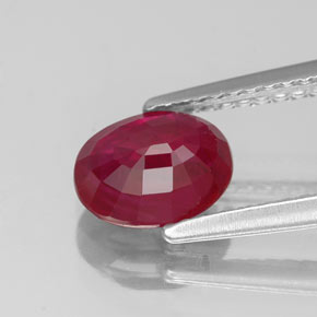 Rubí rojo natural de 1,53 ct, corte óvalo, VS-SI
