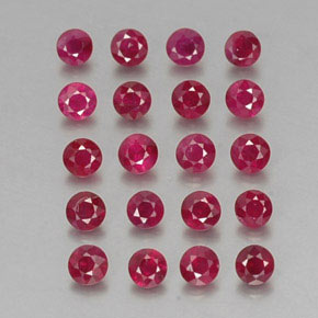 Gemas de rubí rojo natural de  ct, corte redondo, VS-SI