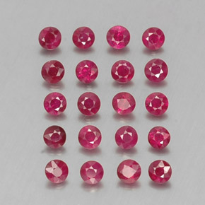 Gemas de rubí rojo natural de  ct, corte redondo, VS-SI