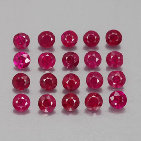 Gemas de rubí rojo natural de  ct, corte redondo, VS-SI