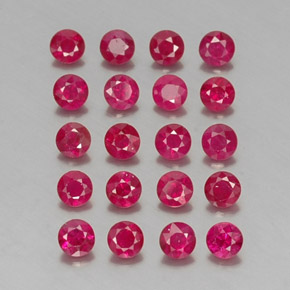 Gemas de rubí rojo natural de  ct, corte redondo, VS-SI