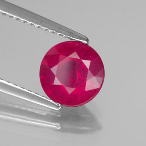 Rubí rojo natural de 1,58 ct, corte redondo, VS-SI