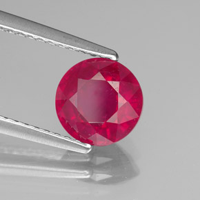 Rubí rojo natural de 1,67 ct, corte redondo, VS-SI