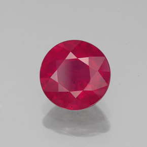 Rubí rojo natural de 1,89 ct, corte redondo, VS-SI