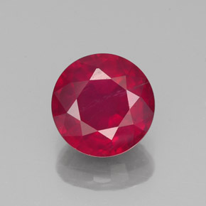 Rubí rojo natural de 1,85 ct, corte redondo, VS-SI