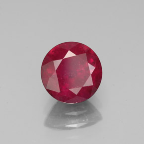 Rubí rojo natural de 1,65 ct, corte redondo, VS-SI