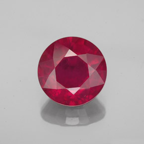 Rubí rojo natural de 3,26 ct, corte redondo, VS-SI
