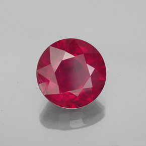 Rubí rojo natural de 3,26 ct, corte redondo, VS-SI