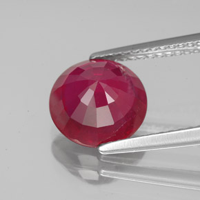 Rubí rojo natural de 3,26 ct, corte redondo, VS-SI