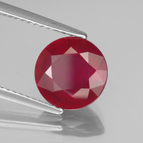 Rubí rojo natural de 3,53 ct, corte redondo, VS-SI