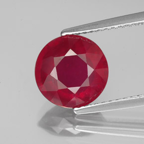 Rubí rojo natural de 3,39 ct, corte redondo, VS-SI