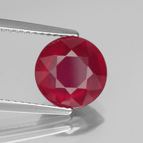 Rubí rojo natural de 3,39 ct, corte redondo, VS-SI